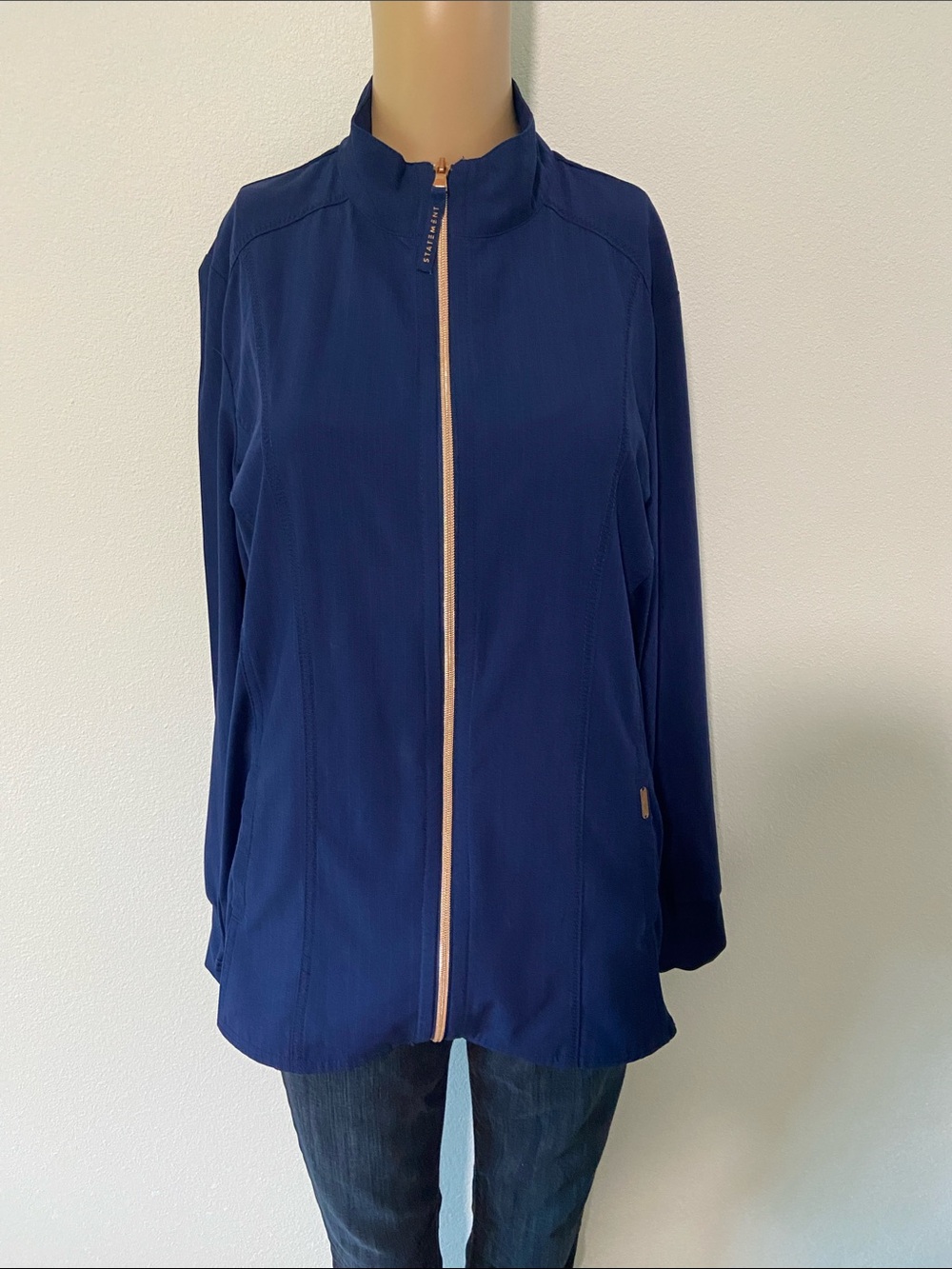 Cherokee Navy Jacket with Rose-Gold Zip statement scrub Sz M